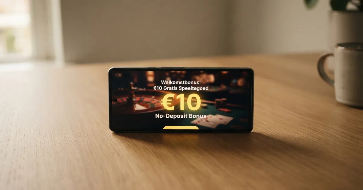 een Nederlands online casino-accountregistratiescherm met een no-deposit bonusmelding zichtbaar op het scherm