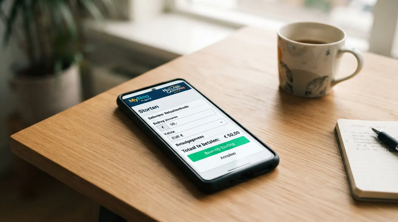 Een AstroPay-stortingsscherm op een smartphone met de velden voor bedrag, valuta (EUR) en bevestigingsknop, met het AstroPay-logo zichtbaar bovenaan.