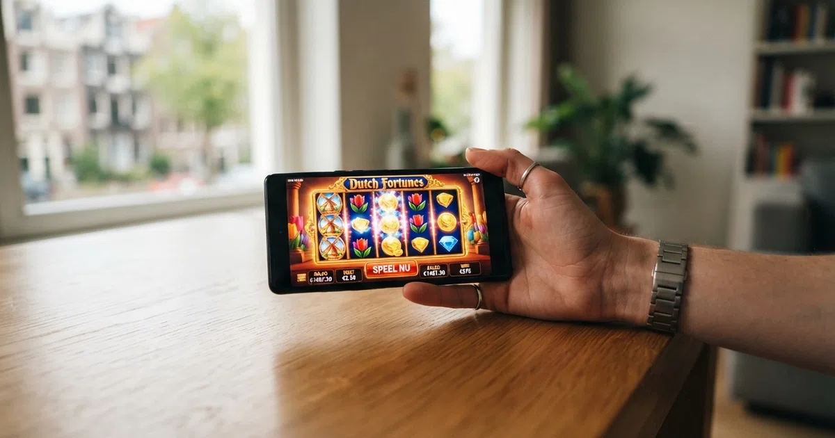 Een rij Nederlandse online casino-logo's met creditcards op de voorgrond, tegen een schone witte achtergrond