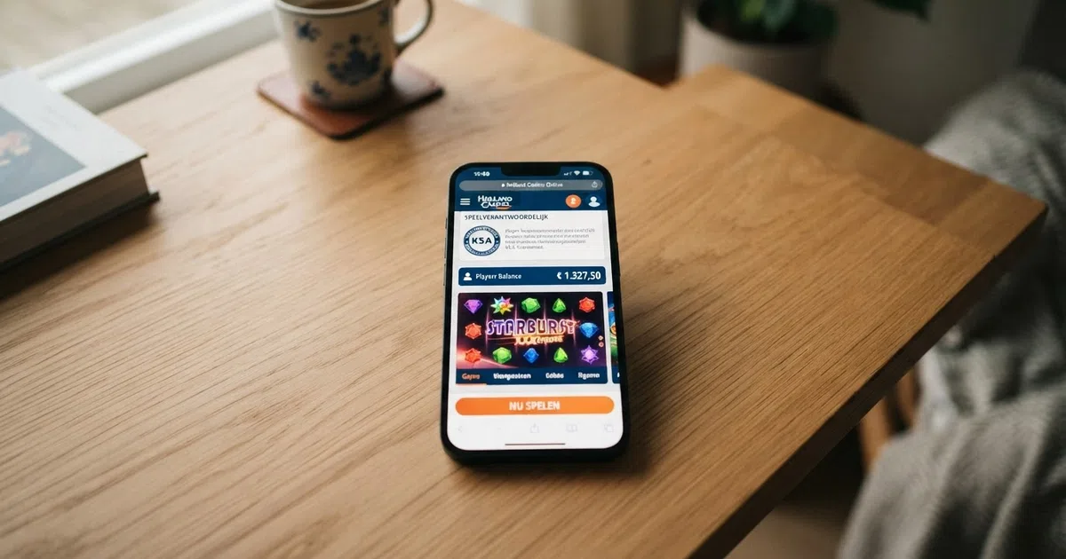Dashboard van een Nederlands online casino met spelsaldo, beschikbare gokkasten en accountopties