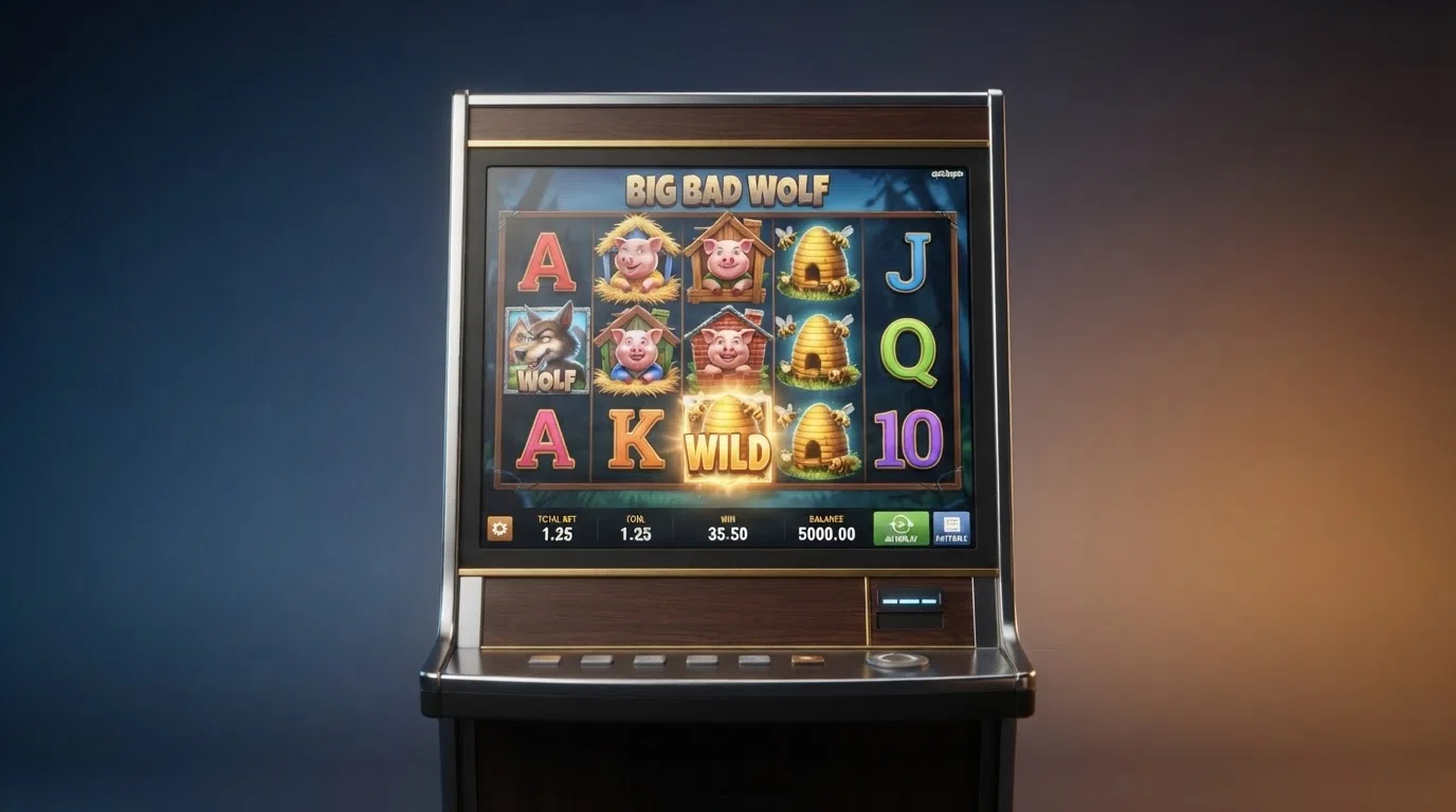 Het speelscherm van Big Bad Wolf, Quickspins bekendste gokkast met een RTP van 97,34% en 25 winlijnen