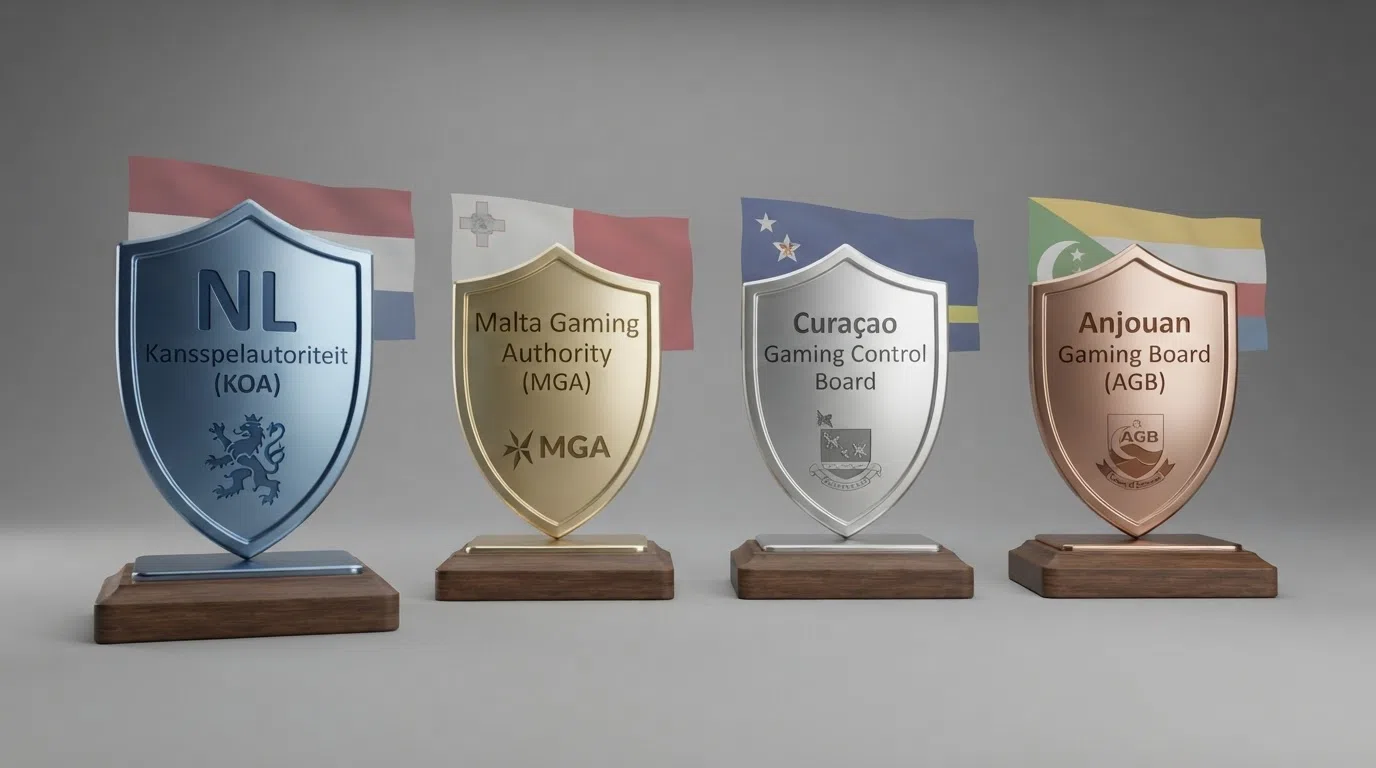 Een vergelijking van vier casino-licentietypes: KOA, MGA, Curaçao en Anjouan