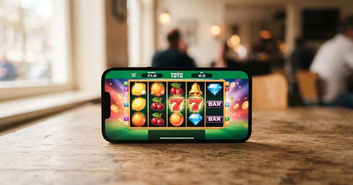 Een overzicht van Nederlandse online casino-interface op een smartphone met de minimale storting van 5 euro in beeld