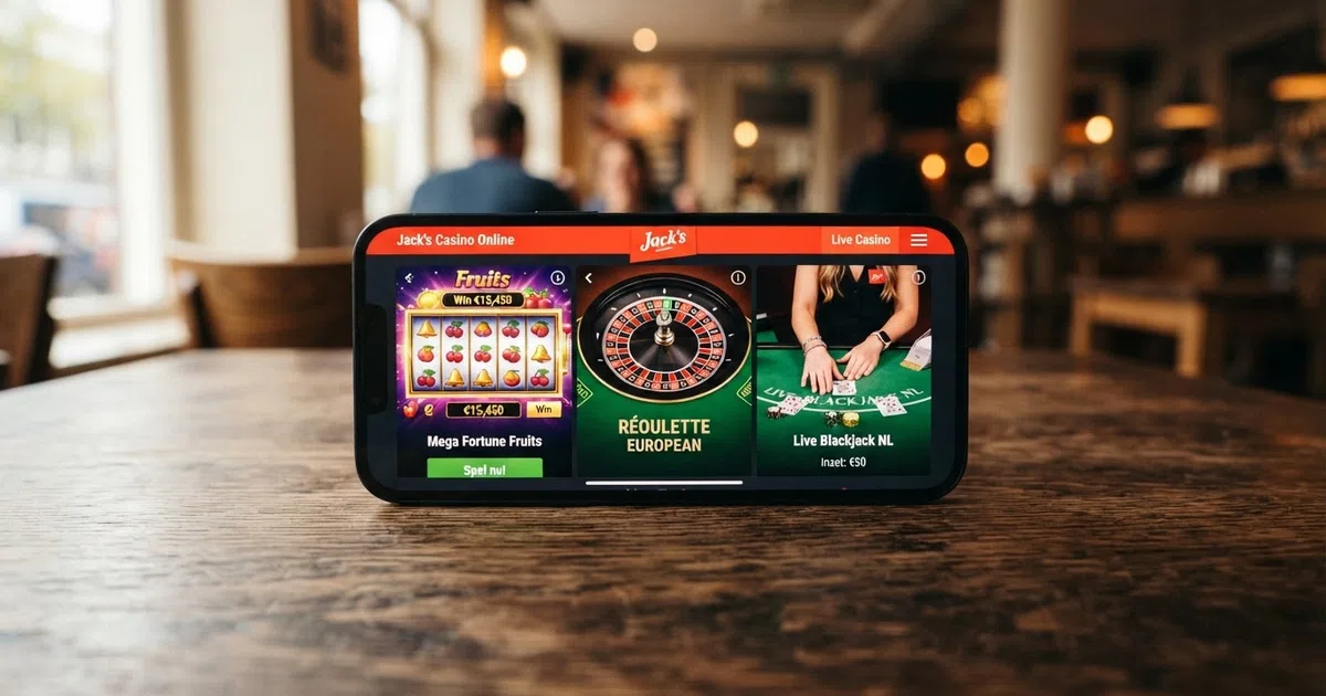 Verschillende casino spelletjes op een scherm: slots, roulette en live dealer naast elkaar