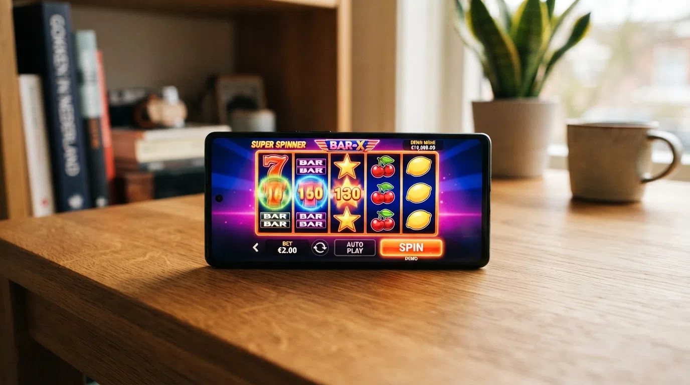 Een populaire online slot in demo-modus met speelgeldtegoed zichtbaar in de interface