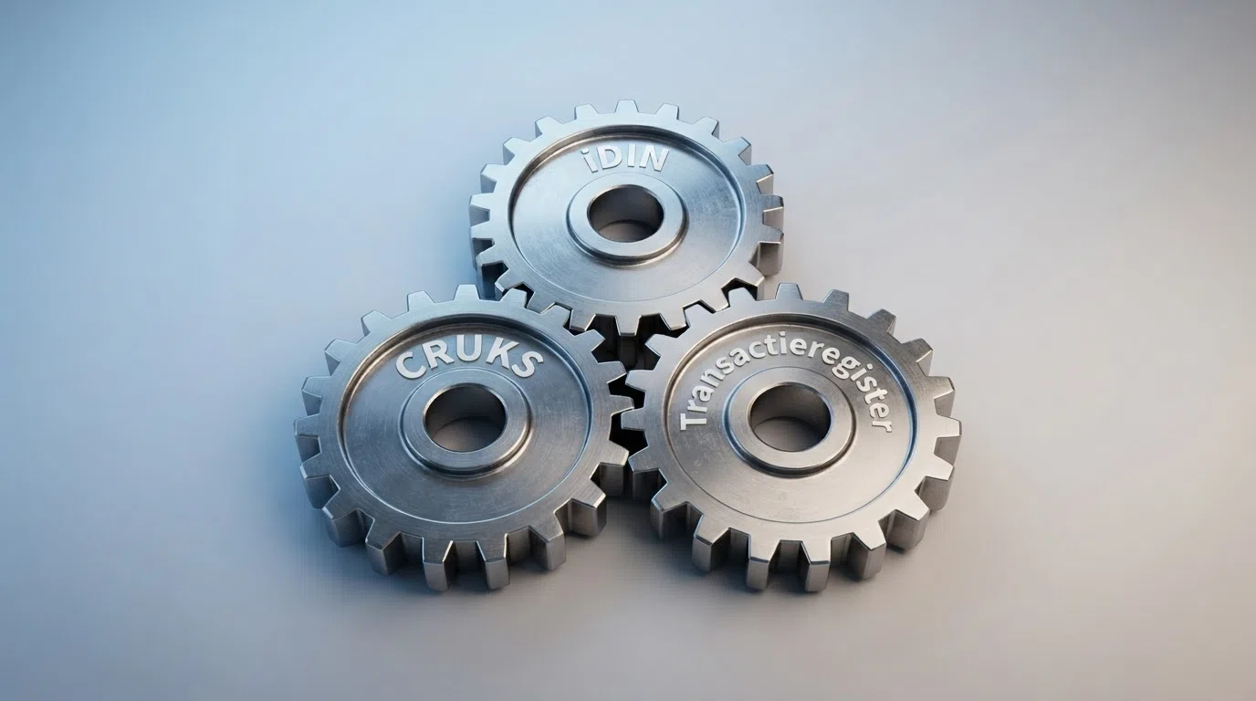 Een schematische weergave van het Nederlandse online gokverificatieproces: speler → iDIN → CRUKS-controle → toegang