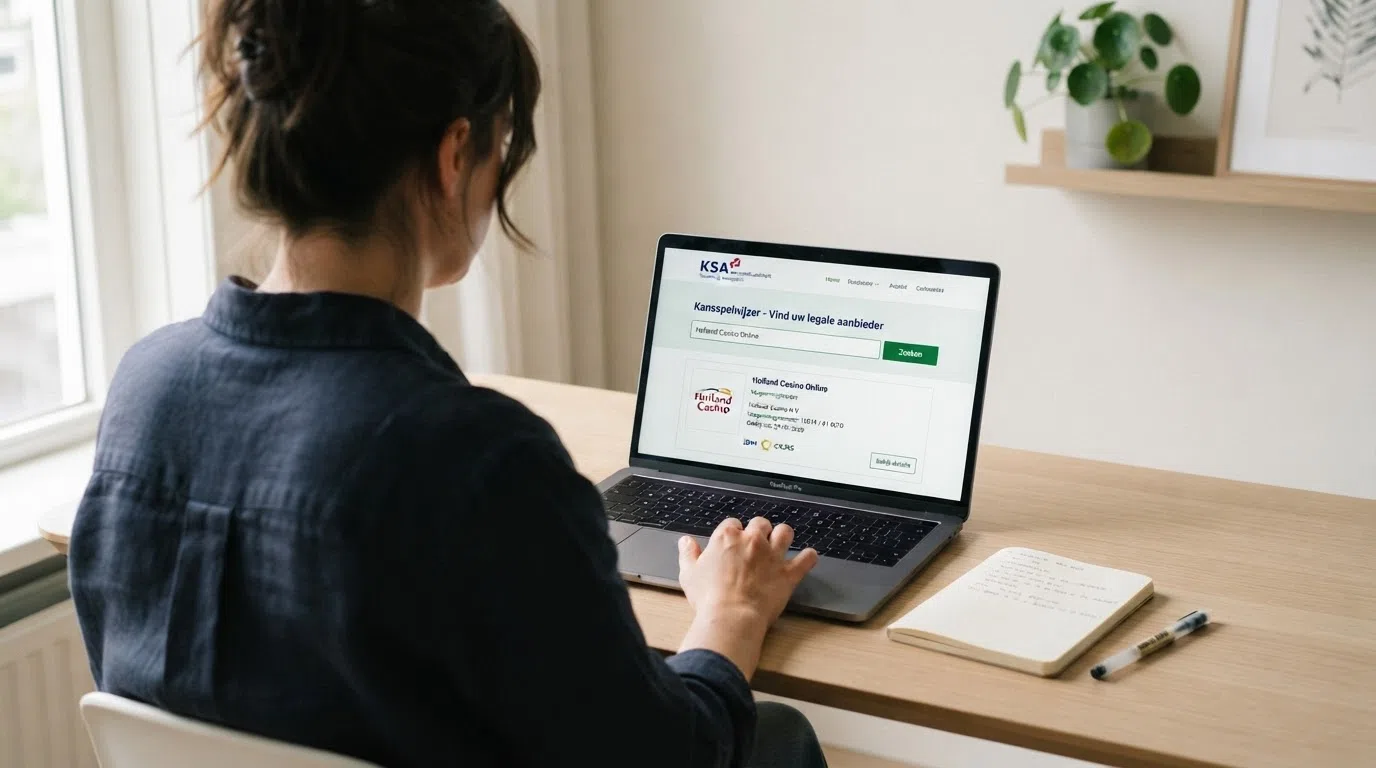 De zoekbalk van de Kansspelwijzer op de website van de Kansspelautoriteit met een ingevulde casinonaam