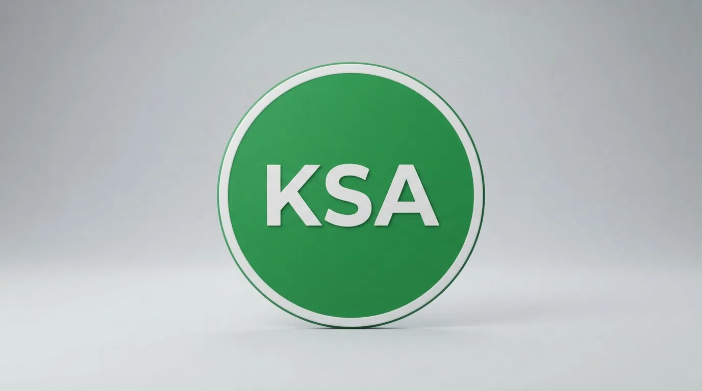Het groene KSA-keurmerk op een casino-webpagina met een bonusaanbieding op de achtergrond