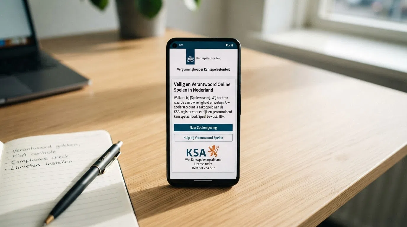 Het Kansspelautoriteit-keurmerk op een Nederlandse online casino-vergunningspagina met het CRUKS-logo ernaast