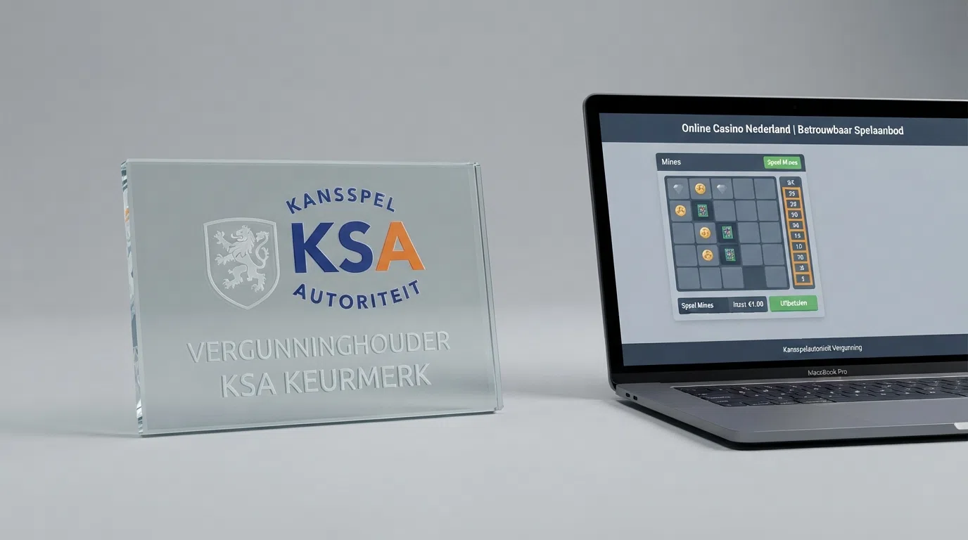 Het keurmerk van de Kansspelautoriteit op de pagina van een Nederlands online casino