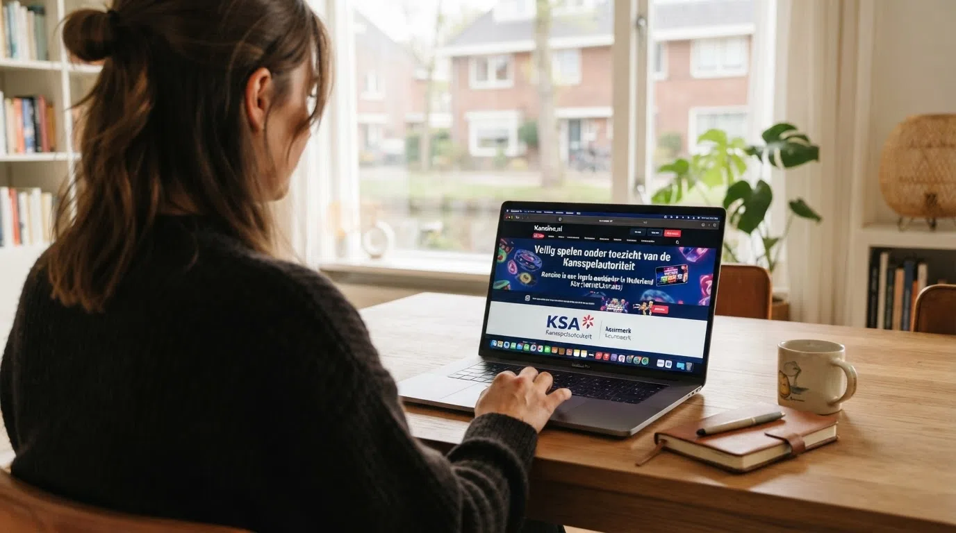 Het KSA-logo en keurmerk op de website van een legaal Nederlands online casino