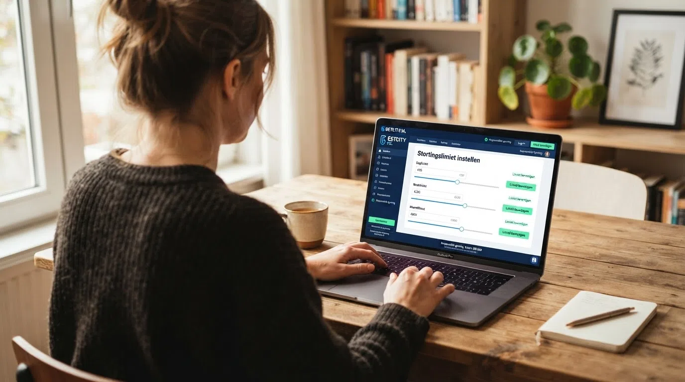 Een speler die een stortingslimiet instelt in het dashboard van een online casino